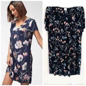 Soma Navy Floral Short Sleeve Sleepshirt